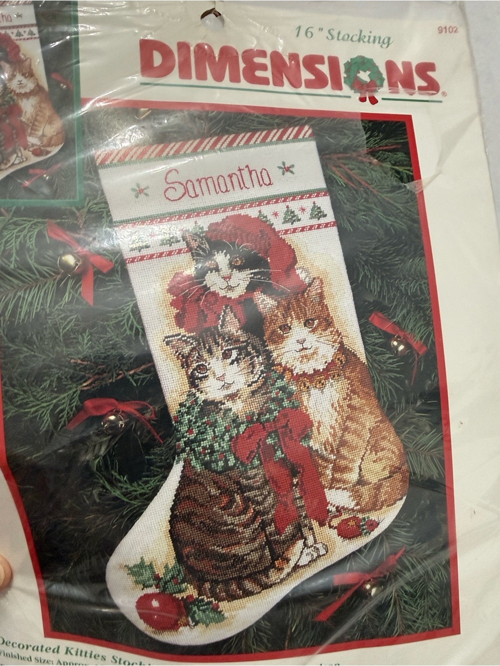Dimensions "Decorated Kitties Stocking" Needlepoint Stocking Kit 9102 New